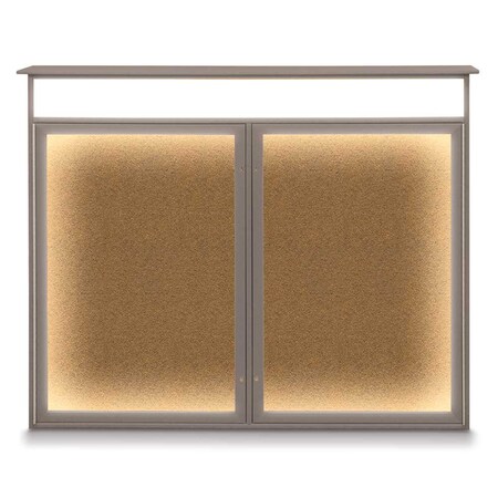 United Visual Products Open Faced Traditional Rounded Corkboard UV645ARC-BLACK-PUMICE